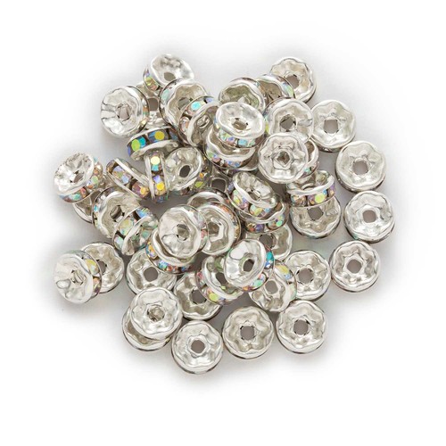 Spacer Beads Rhinestone Glass Jewelry Making Accessories Decor 50pcs - Picture 16 of 17