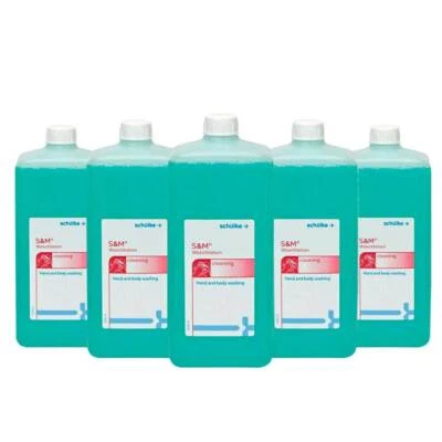 Loción de lavado Schülke S&M sin jabón sin álcalis 5x 1000 ml eurobotella