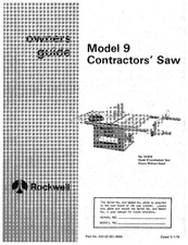 Delta 34-619 Model 9 Contractors Table Saw Instruction Manual