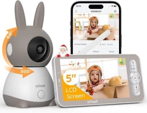 2k Video Baby Monitor，Security Camera 5" Display Lullaby 360 PTZ Night Vision，