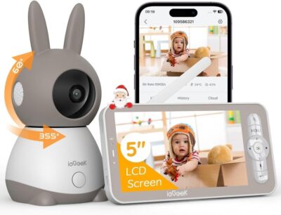 ieGeek Baby Monitor with 2K HD Resolution, Pan-Tilt-Zoom Video 5 LCD Screen