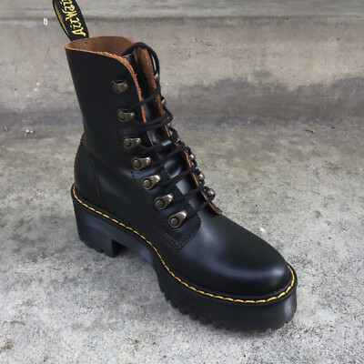 Dr. Martens Vintage Leather Lace Up Combat Boots in Black Vintage Doc Dr Martens 1460 Made in ENGLAND Black Lace Up  main image 3