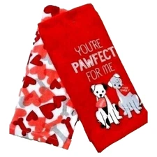 You're Pawfect for Me Dogs and Hearts Kitchen Towels Dog Bones Cotton 2-pc Gift