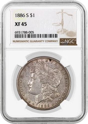 1886 S $1 Morgan Silver Dollar NGC XF45 Extremely Fine Circulated Key Date Coin