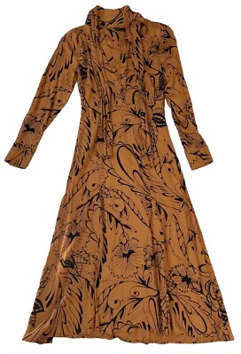 M&S COLLECTION Floral Print Tie Front Dress EXCELLENT CONDITION Size 6 Brown