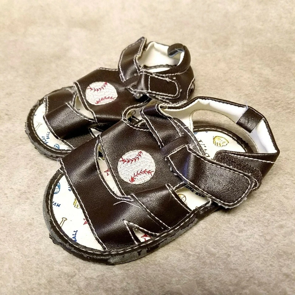 Sandalias Vitamins Baby Boys Stepping Stone talla 9-12 meses marrón punta abierta Foto 3 de 4