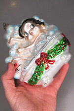 Kurt Adler Betty Boop Bubble Bath Silvere Glass Glitter Jumbo Christmas Ornament