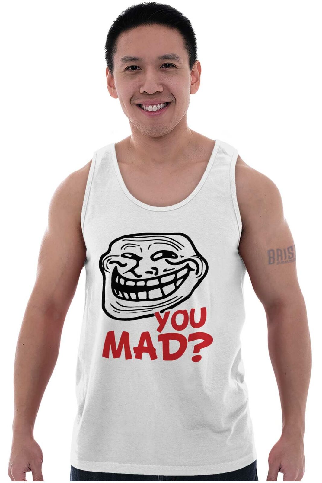 Troll Face Smiley Internet Funny Meme Gift Casual Tank Top Tee Shirt Women  Men