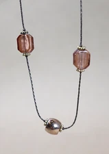 Beaded Necklace Long w/ Matching Earrings Brown Charming Charlie New Acrylic