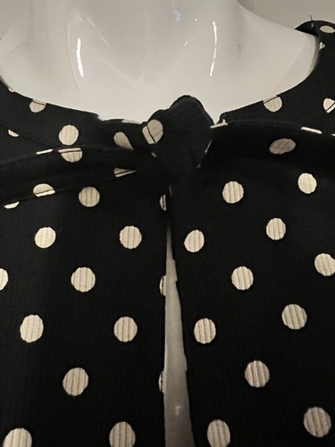 Valentino Miss V Sleeveless Black Off-white Polka Dot Sleeveless Vintage Top 44 - Picture 4 of 13