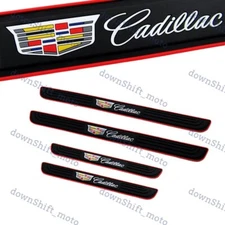 For Cadillac 4PCS Black Rubber Car Door Scuff Sill Cover Panel Step Protector