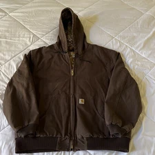 VTG Carhartt 101074 201 Realtree Camo Lined Brown J130 Hooded Work Jacket Size 2