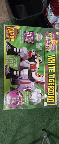 NEW VINTAGE BANDAI MMPR POWER RANGERS WHITE TIGERZORD BOX 100% COMPLETE