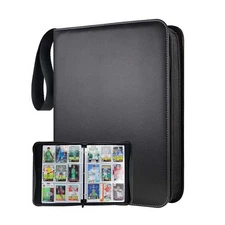 900 Card Pocket Binder with Zipper 9 Pocket Trading Card Album Folder Case Black