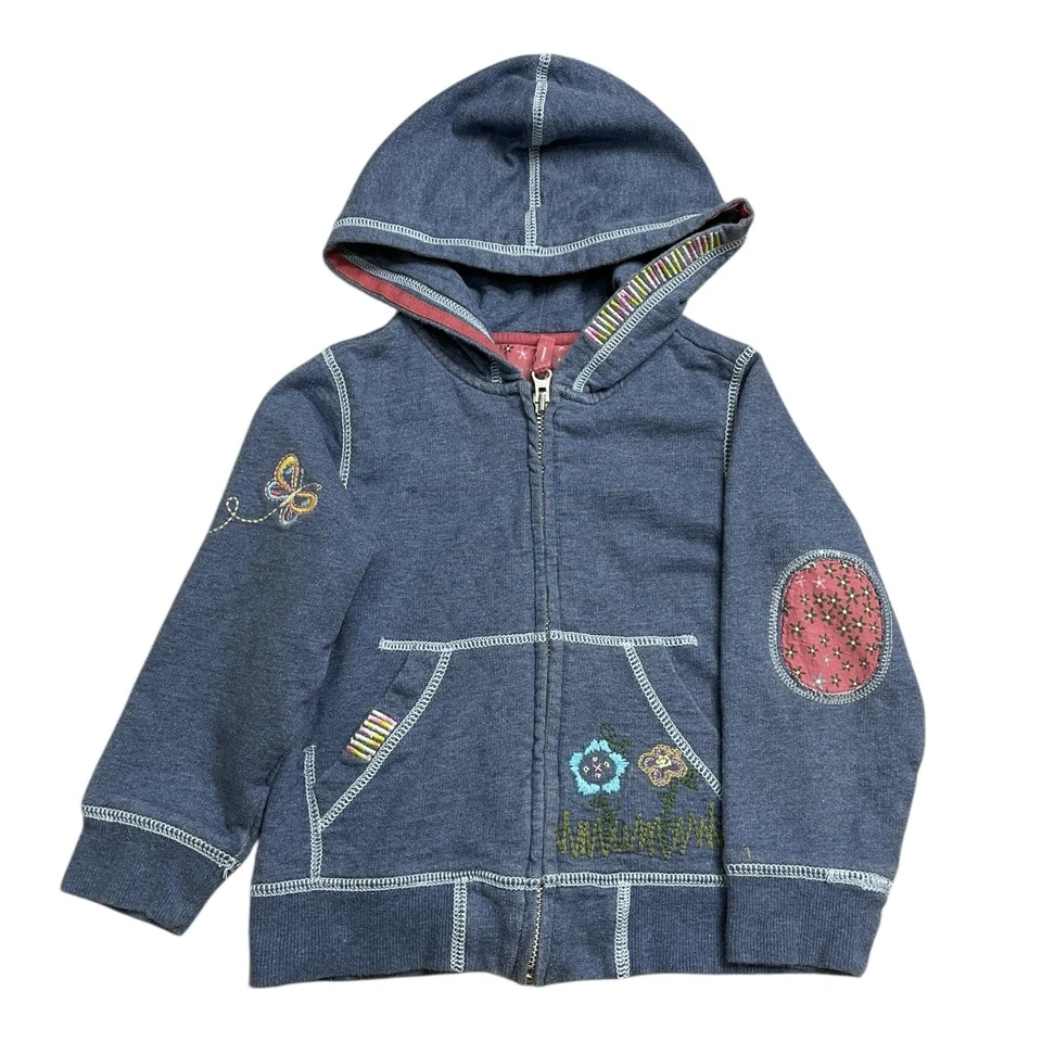 Baby Gap Size 4T Toddler Embroidered Hoodie Sweatshirt Woodsy Treehouse Owl Blue - Image 2 of 4