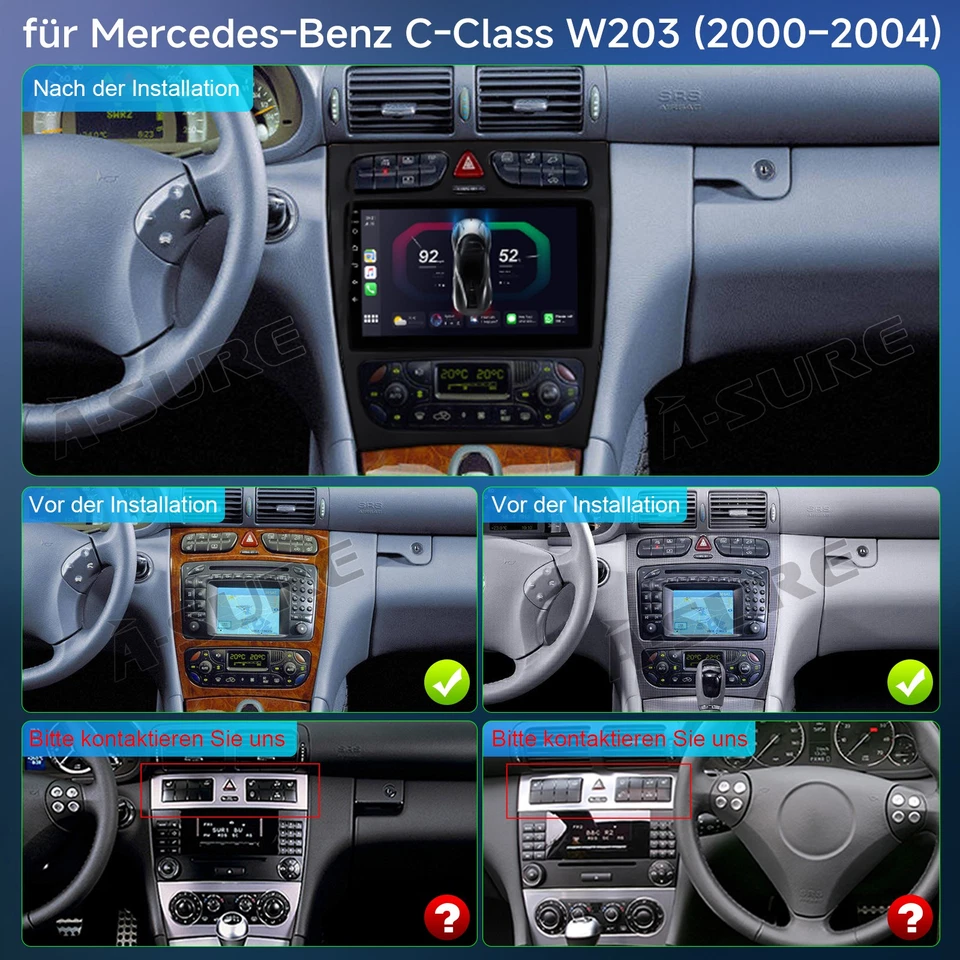 DAB+ 2+32GB Autoradio 14 Autoradio Kam Für Mercedes-Benz C Klasse W203 2000-2004 - Bild 4 von 4