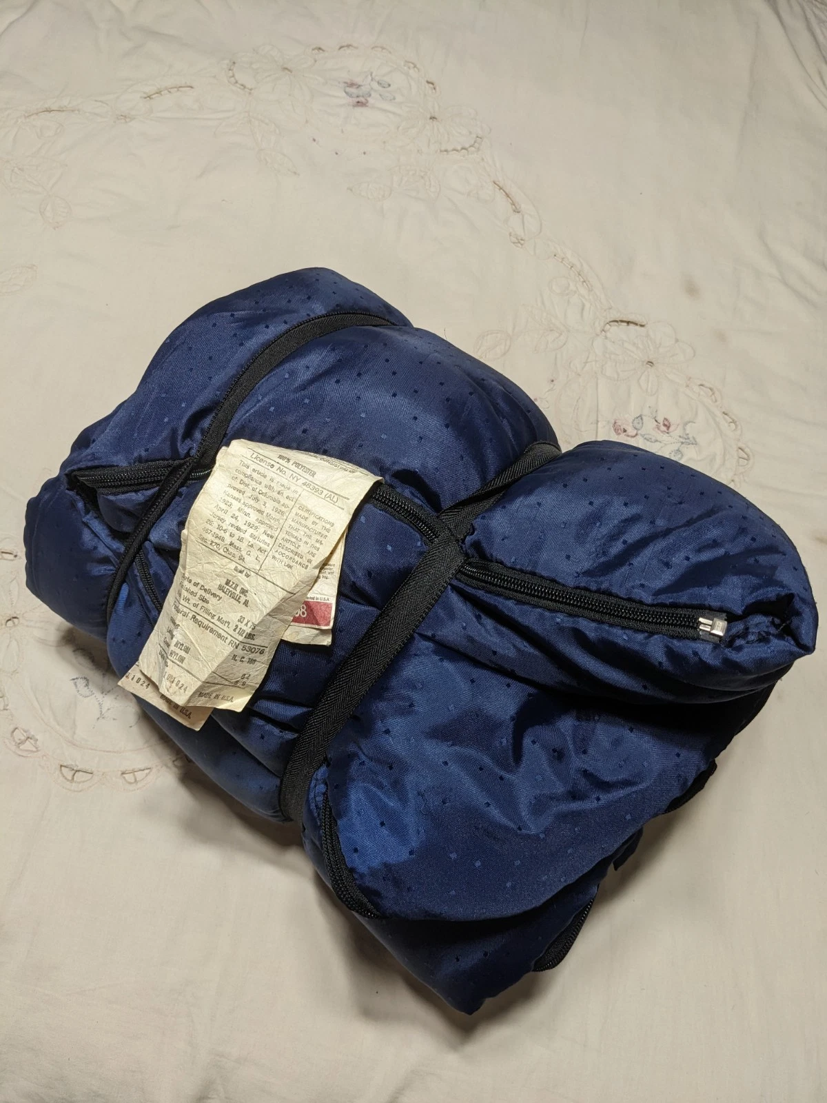 Vtg Blue DuPont Hollofil 808 Adult Sleeping Bag 33"x75" Made In USA (See Photos)