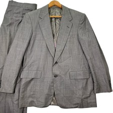 VINTAGE Hickey Freeman Boardroom Wool Suit Mens 42R Pants 35x28 Gray 2-Button