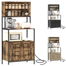 HOMCOM Baker's Rack, Coffee Bar Cabinet with Power Outlet