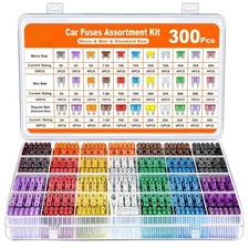 300Pcs Car Fuse Assortment Kit, 160 Mini Blade Fuses Automotive and 90 Standard