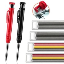 Solid Carpenter Pencil Set Woodworking Tools Mechanical Pencil 5 Colors Refill C
