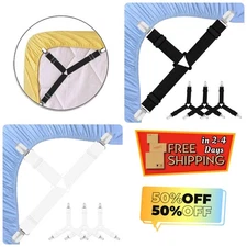 4PCS Bed Sheet Holders for Corners Heavy Duty Non Slip Sheet Clips (Elastic)