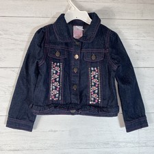 Nannete Kids denim jean floral embroidered jacket size 4T girls