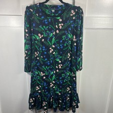 Tommy Hilfiger Navy Floral Ruffle Hem Long Sleeve Dress TDNYIK975E 8