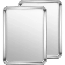 Set of 2 Stainless Steel Cookie Sheets for Baking Heavy Duty 12 x 10 x 0.98 Inch