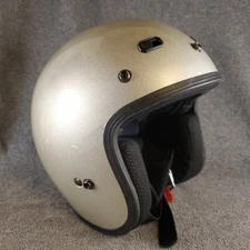 Raptor open face motorcycle helmet silver metallic Retro Style Size Large 