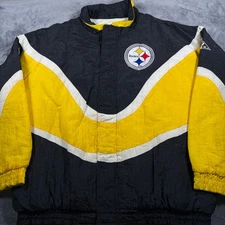 Vintage Pittsburgh Steelers Jacket Mens Large Black Apex One NFL Nylon Athletic