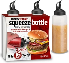 Condiment Squeeze Bottles for Sauces and Liquids – 16 Oz Plastic Refillable Squi