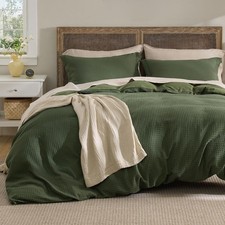 Luxury Waffle Duvet Cover King Size Textured Duvet Cover Set Soft Breathable