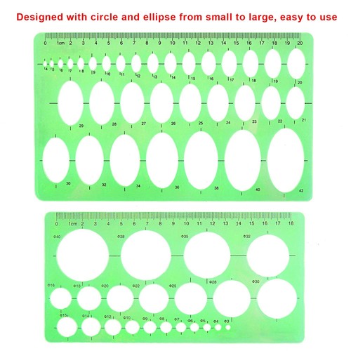 9-Piece Drawing Templates French Curve Geometric Rulers - Clear Green Plastic - Picture 3 of 8