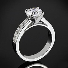 1.6CT White Round Cut CZ Channel Set Band Engagement Ring 925 Silver