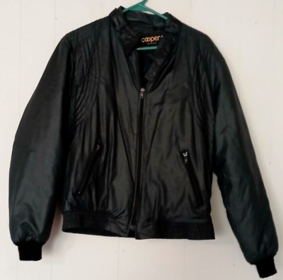 Vintage Cooper Men size M Jacket Black zip close snaps at neck pockets USA Made