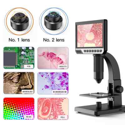 HD 12 Million 7  Large Screen 2000x Cellular Biological Microscope Magnifier