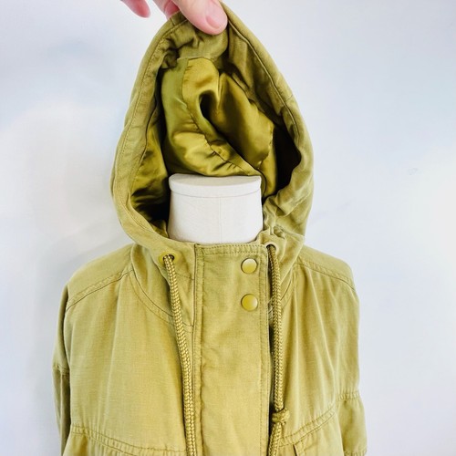 Weekday Size XS 6 8 10 Khaki Olive Green Cotton Blend Daphne Bomber Jacket Hood - Picture 7 of 18