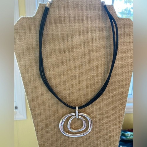 Chico’s Pendant Necklace with Black Multi Cords