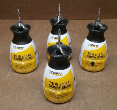 Lot of 4 Cobra 10' Skinny Snake 1/8'' Drain Cleaner Auger 00710