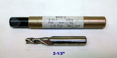 3 FLUTE SINGLE END MILL WELDON USA /4'' 3/8 SHANK 2-1/2'' 5/8 LOC NEW WRC8-2 HSCO 