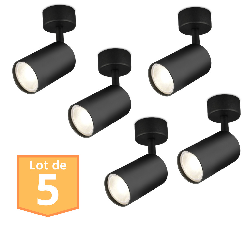 Spots de plafond orientables noir GU10 plafonnier moderne salon 5x