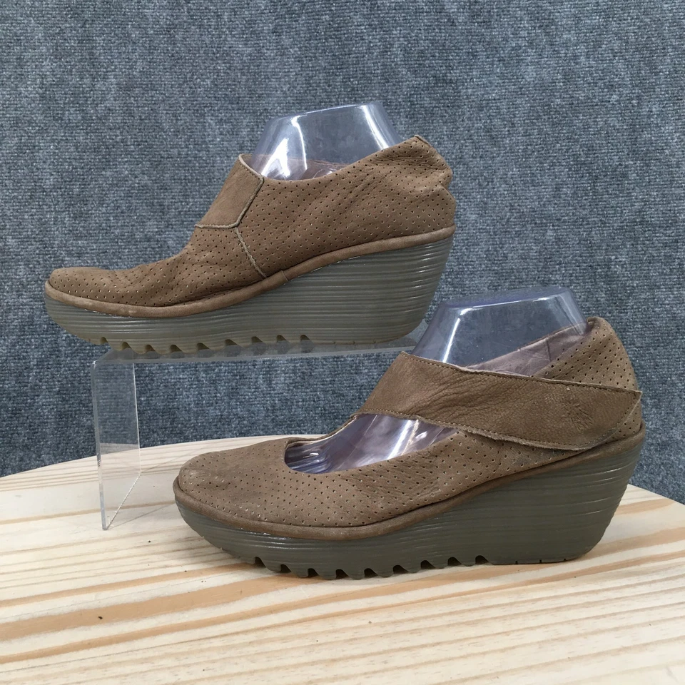 Zapatos Fly London para mujer 41 Mary Jane beige perforados con cordones informales tacones de cuña Foto 2 de 4