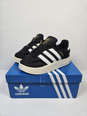 NEU UND VERPACKT Adidas Samba Heim Junior Textil Synthetik Schuhe in Schwarz & Weiß UK Größe 4