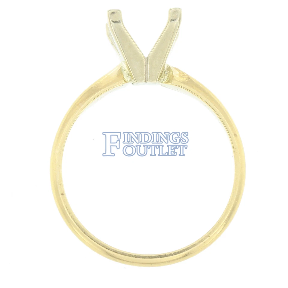 Anillo solitario de compromiso de princesa de oro amarillo de 14K montaje de 4 puntas ajuste sólido Foto 4 de 4