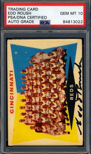 Edd Roush Gem Mint 10 PSA DNA Signed 1960 Topps Team Autograph - Picture 1 of 1