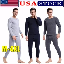 Mens Winter Ultra-Soft Fleece Lined Thermal Top & Bottom Long John Underwear Set
