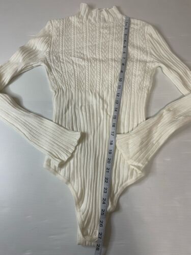 Intimately Free People Cream Ribbed Knit Long Sleeve Body Suit Size L - Picture 4 of 8