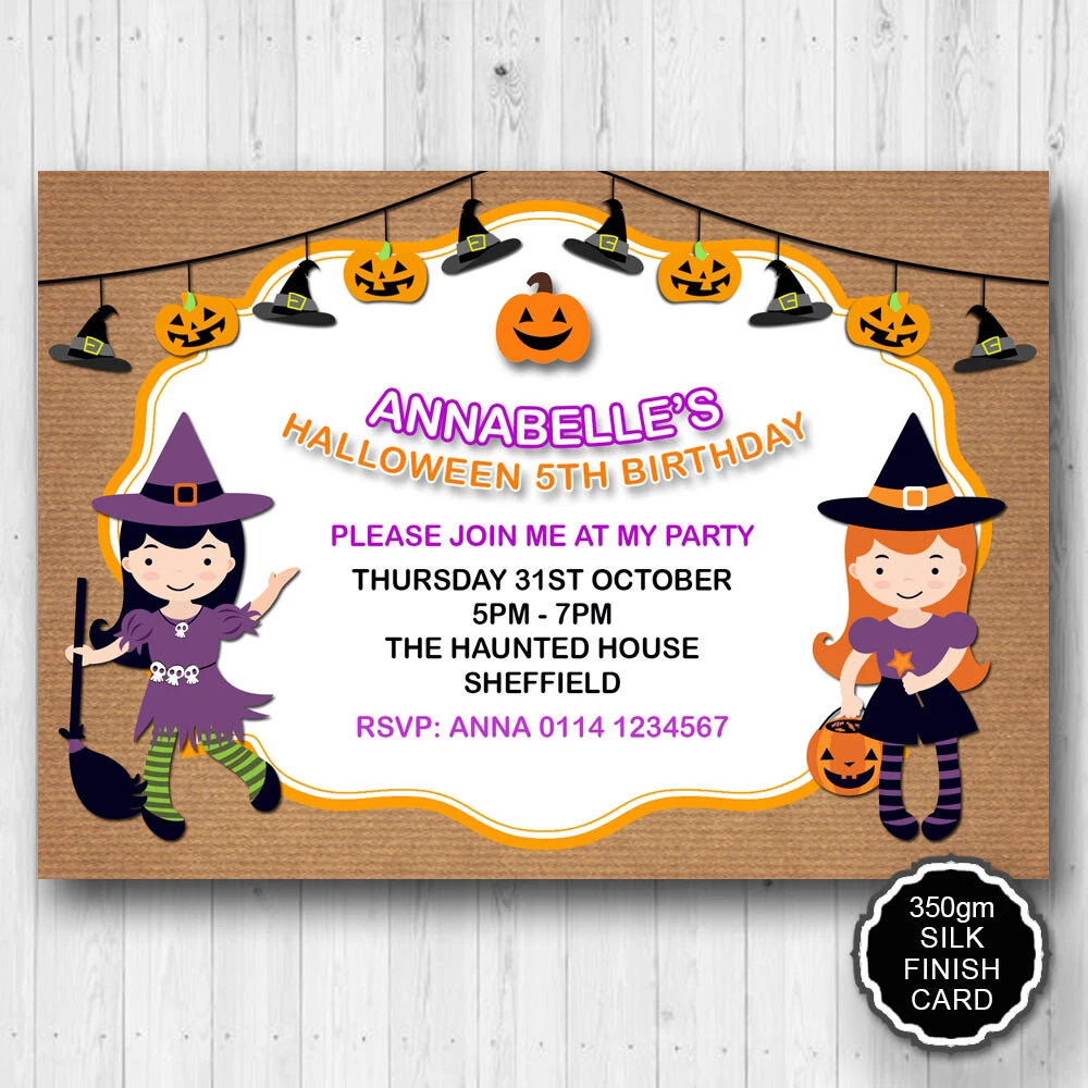 10 Personalised Halloween Birthday Party Invitations Girl Boy Halloween Invites