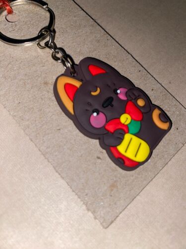 *LUCKY CAT Mini Soft PVC Key Chain NEW (1.24) Dark Brown